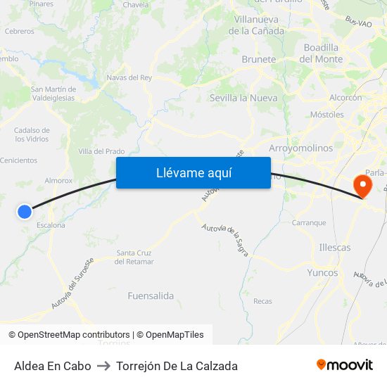 Aldea En Cabo to Torrejón De La Calzada map