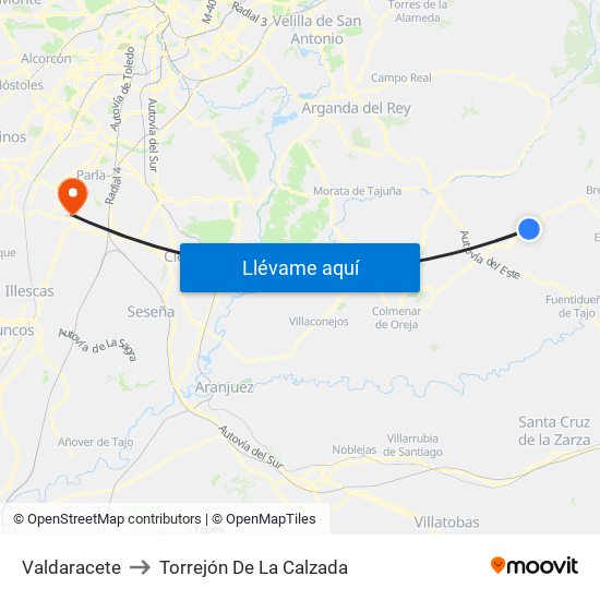 Valdaracete to Torrejón De La Calzada map