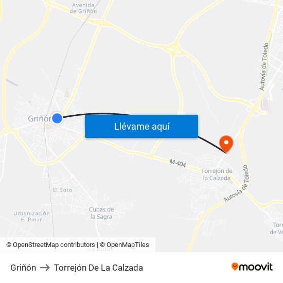 Griñón to Torrejón De La Calzada map