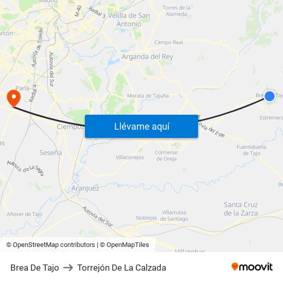 Brea De Tajo to Torrejón De La Calzada map