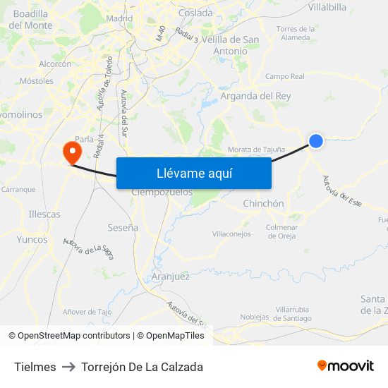 Tielmes to Torrejón De La Calzada map