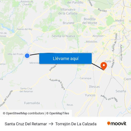 Santa Cruz Del Retamar to Torrejón De La Calzada map