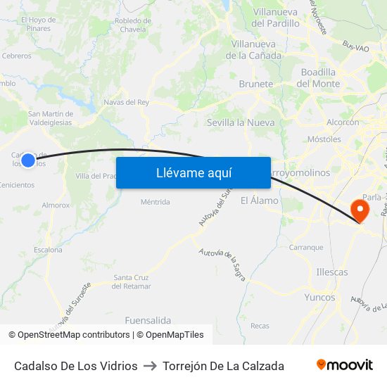 Cadalso De Los Vidrios to Torrejón De La Calzada map