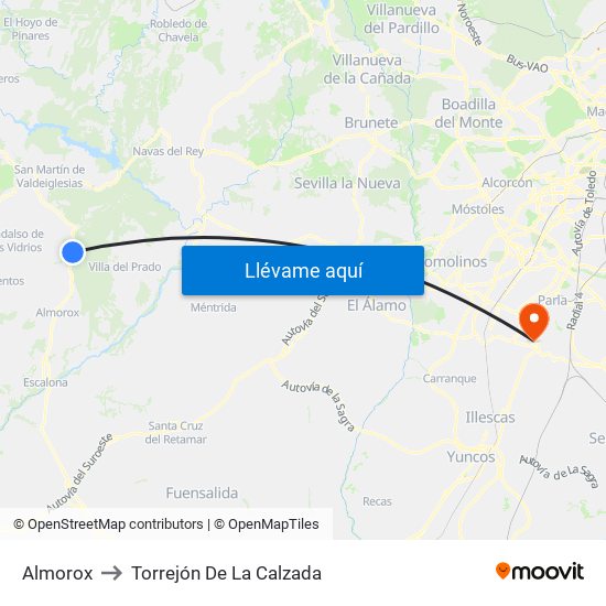 Almorox to Torrejón De La Calzada map