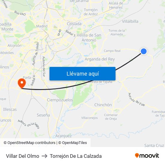 Villar Del Olmo to Torrejón De La Calzada map