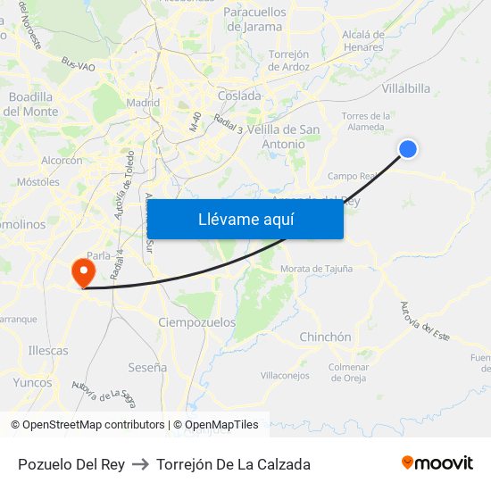 Pozuelo Del Rey to Torrejón De La Calzada map