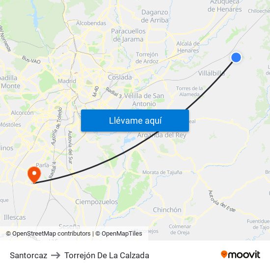 Santorcaz to Torrejón De La Calzada map
