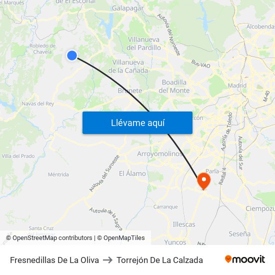 Fresnedillas De La Oliva to Torrejón De La Calzada map