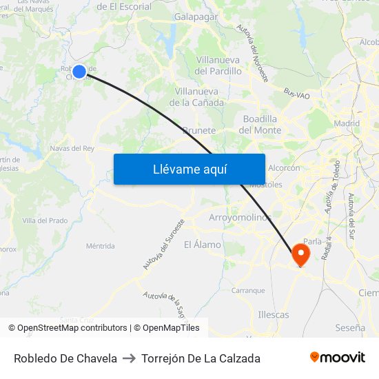 Robledo De Chavela to Torrejón De La Calzada map