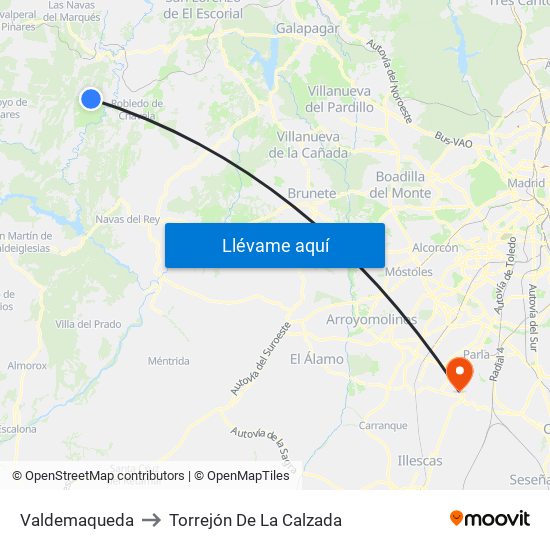 Valdemaqueda to Torrejón De La Calzada map