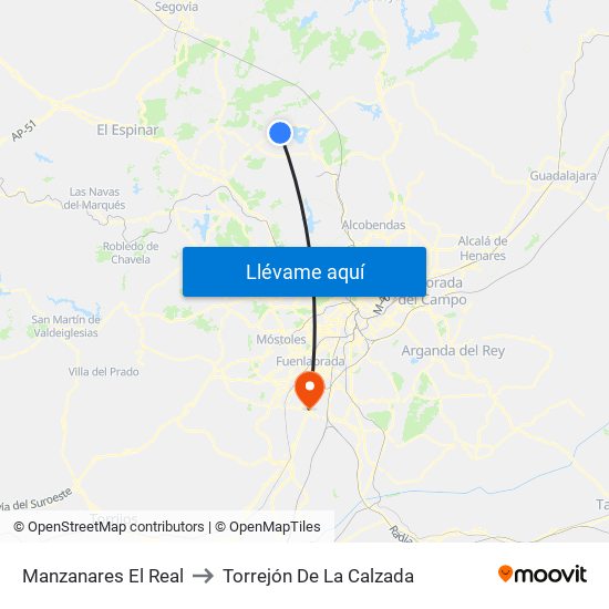 Manzanares El Real to Torrejón De La Calzada map