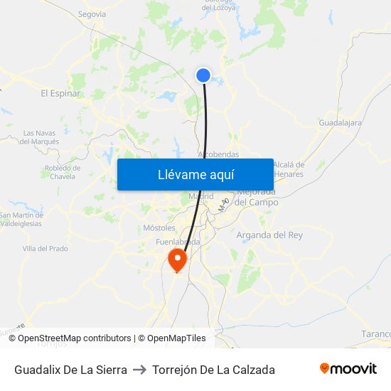 Guadalix De La Sierra to Torrejón De La Calzada map