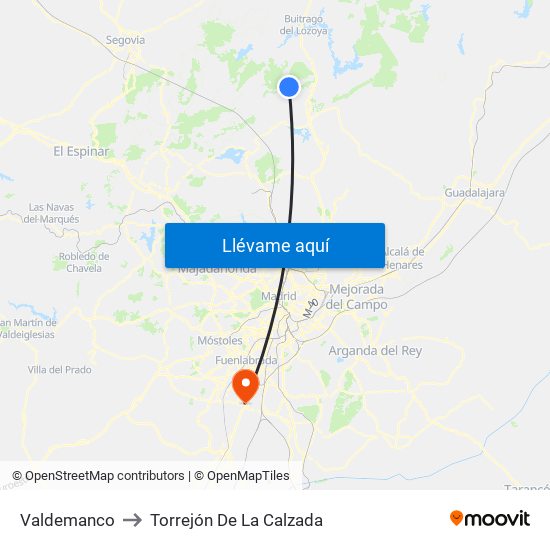 Valdemanco to Torrejón De La Calzada map