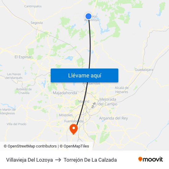 Villavieja Del Lozoya to Torrejón De La Calzada map