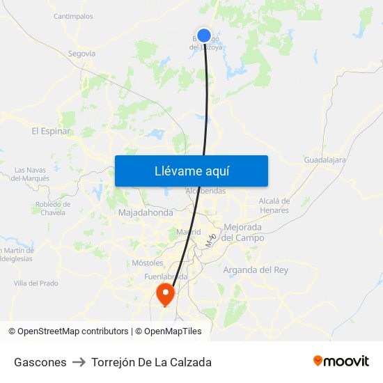 Gascones to Torrejón De La Calzada map