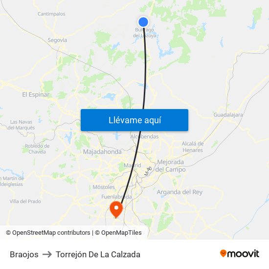 Braojos to Torrejón De La Calzada map