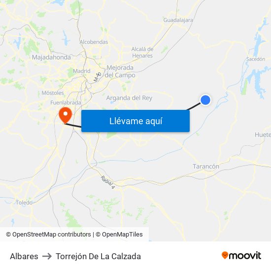 Albares to Torrejón De La Calzada map