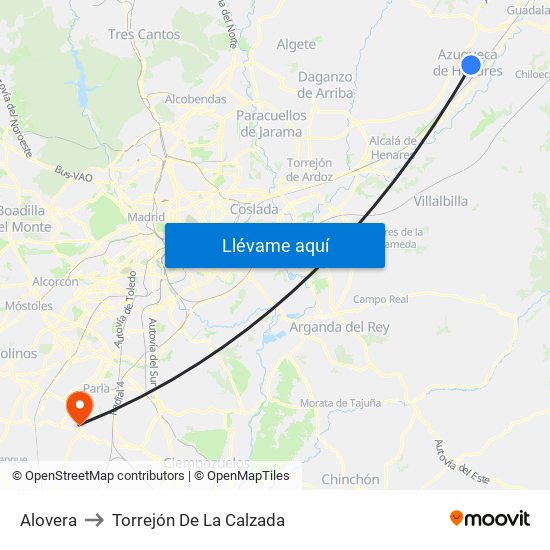 Alovera to Torrejón De La Calzada map