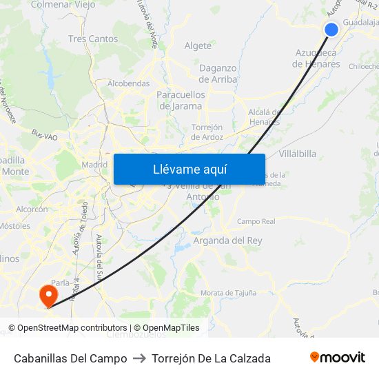 Cabanillas Del Campo to Torrejón De La Calzada map