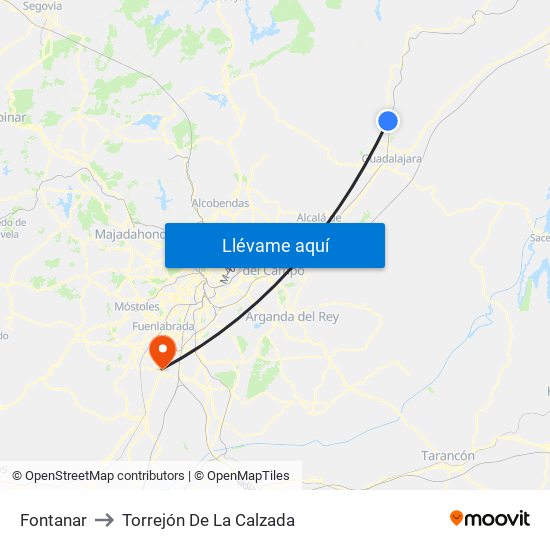 Fontanar to Torrejón De La Calzada map
