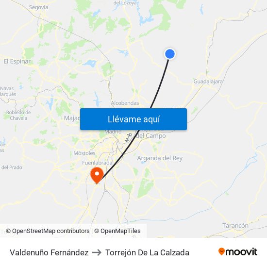 Valdenuño Fernández to Torrejón De La Calzada map