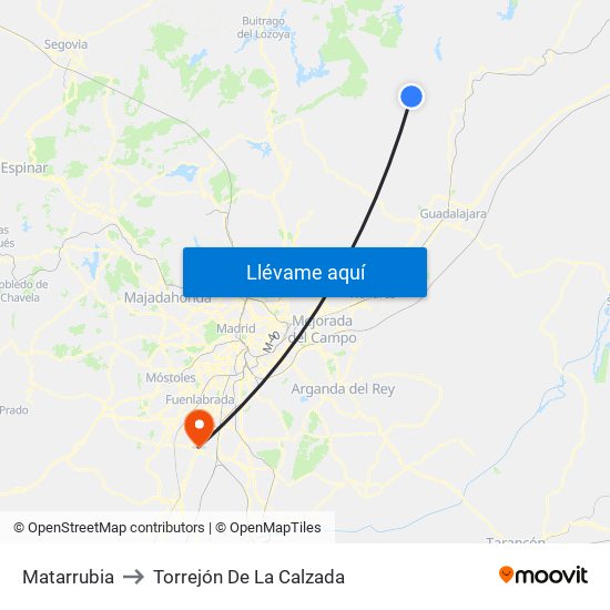 Matarrubia to Torrejón De La Calzada map