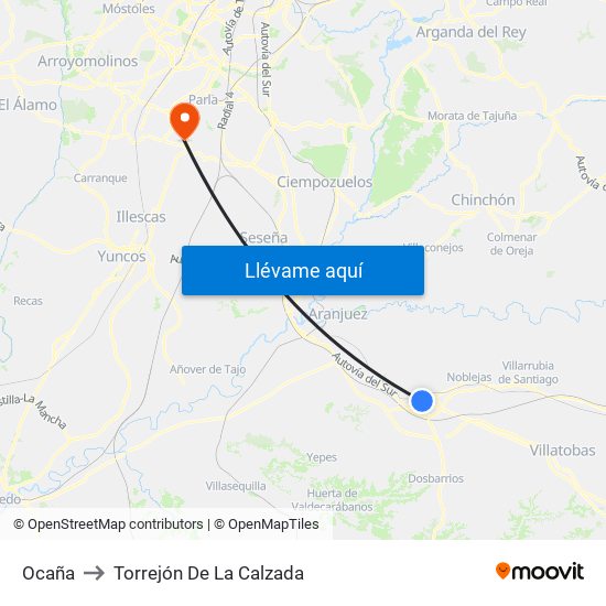 Ocaña to Torrejón De La Calzada map