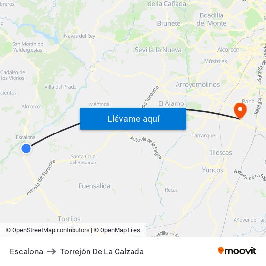 Escalona to Torrejón De La Calzada map