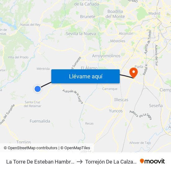 La Torre De Esteban Hambrán to Torrejón De La Calzada map