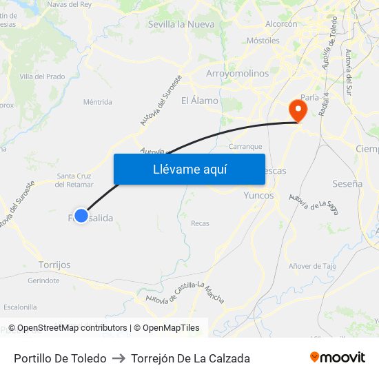 Portillo De Toledo to Torrejón De La Calzada map