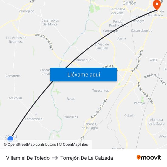 Villamiel De Toledo to Torrejón De La Calzada map