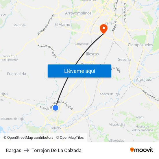Bargas to Torrejón De La Calzada map