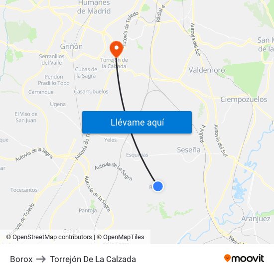 Borox to Torrejón De La Calzada map