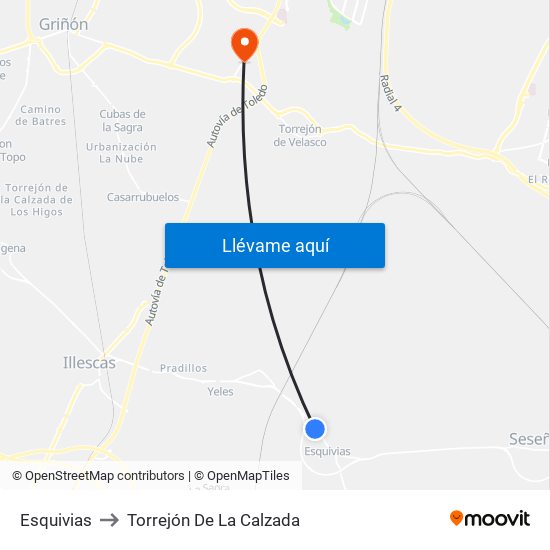 Esquivias to Torrejón De La Calzada map