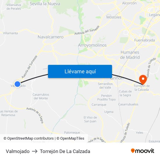 Valmojado to Torrejón De La Calzada map