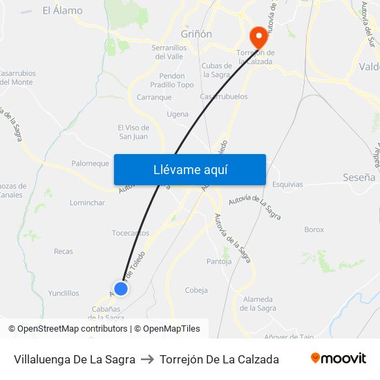Villaluenga De La Sagra to Torrejón De La Calzada map