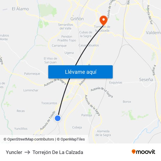 Yuncler to Torrejón De La Calzada map