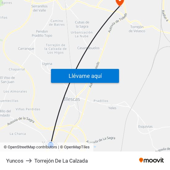 Yuncos to Torrejón De La Calzada map