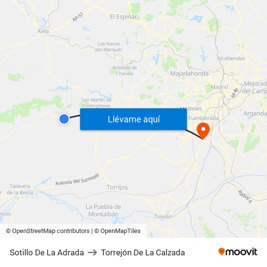 Sotillo De La Adrada to Torrejón De La Calzada map