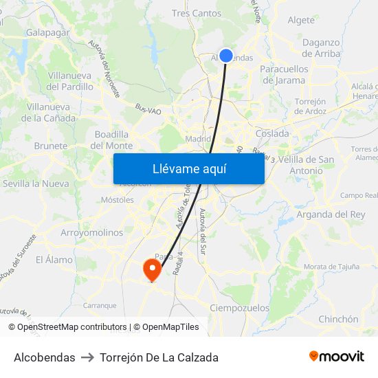 Alcobendas to Torrejón De La Calzada map