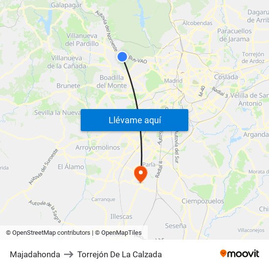 Majadahonda to Torrejón De La Calzada map