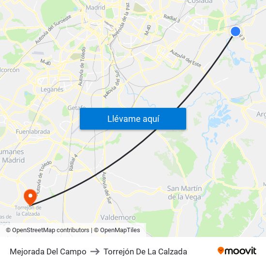 Mejorada Del Campo to Torrejón De La Calzada map