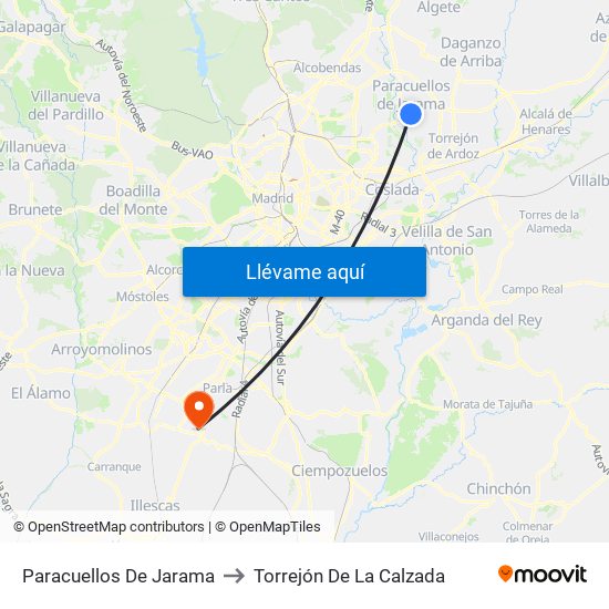 Paracuellos De Jarama to Torrejón De La Calzada map