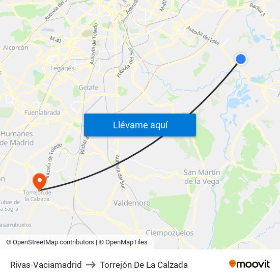 Rivas-Vaciamadrid to Torrejón De La Calzada map