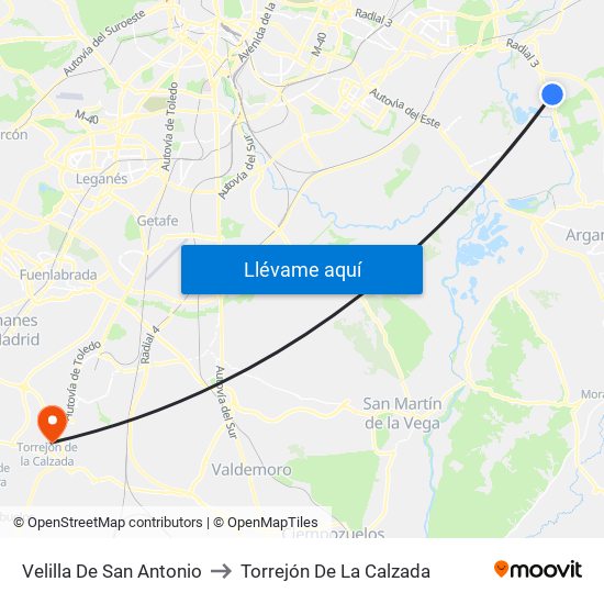 Velilla De San Antonio to Torrejón De La Calzada map