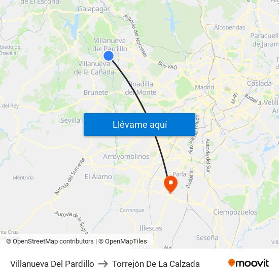 Villanueva Del Pardillo to Torrejón De La Calzada map