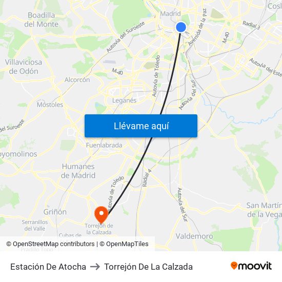 Estación De Atocha to Torrejón De La Calzada map