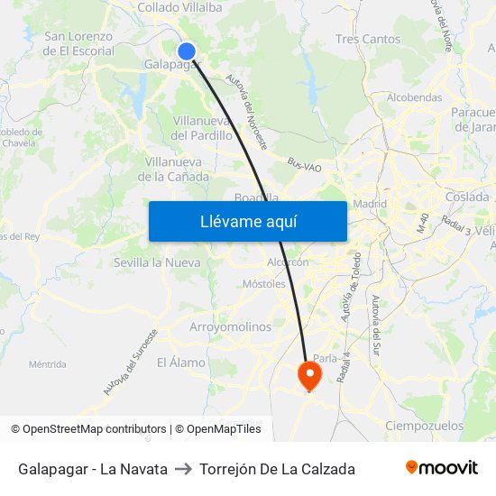 Galapagar - La Navata to Torrejón De La Calzada map