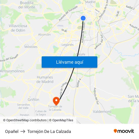 Opañel to Torrejón De La Calzada map