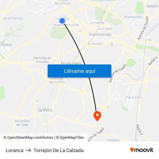 Loranca to Torrejón De La Calzada map